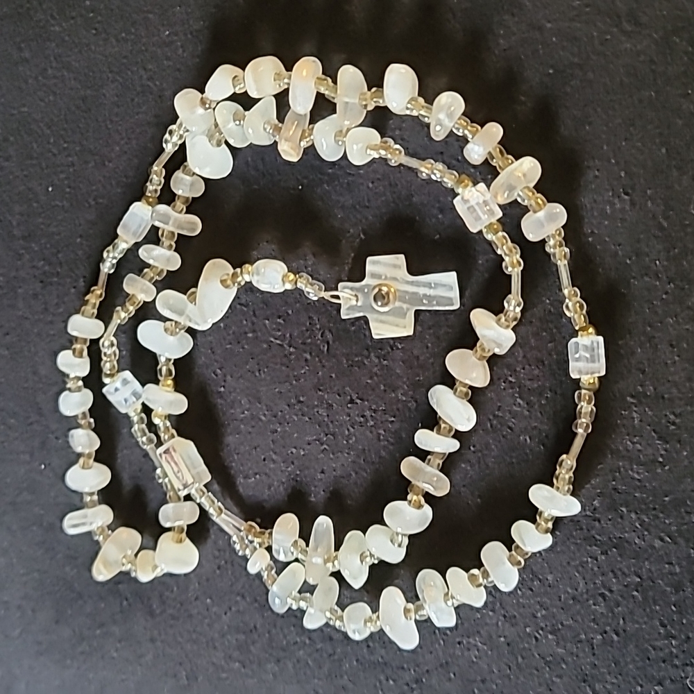 White quartz rock Mother Mary Rosary